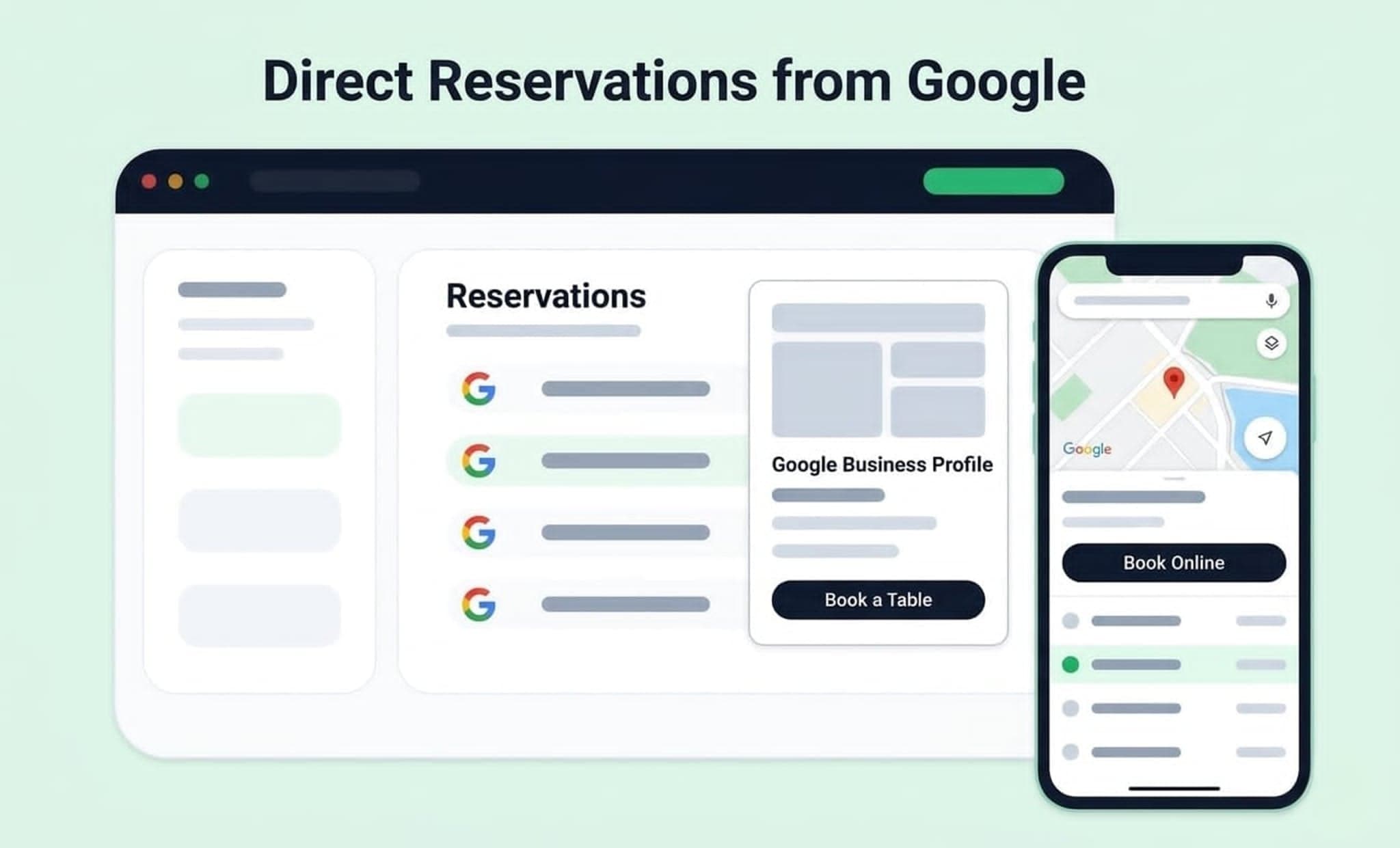 Direct reservations from Google shown in Rezto